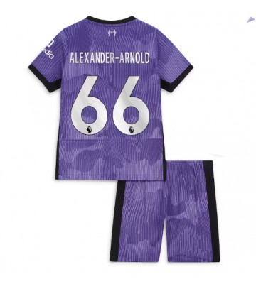 Lacne Dětský Futbalové dres Liverpool Alexander-Arnold #66 2023-24 Krátky Rukáv - Tretina (+ trenírky)
